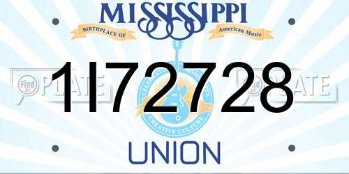 1I72728 Mississippi License Plate