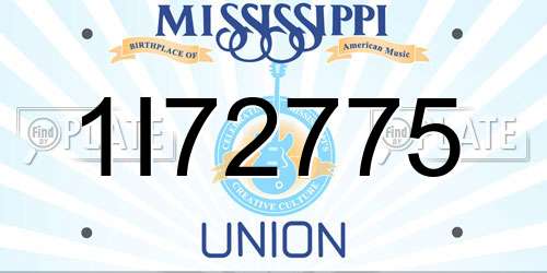 1I72775 Mississippi License Plate