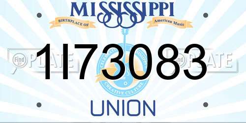 1I73083 Mississippi License Plate