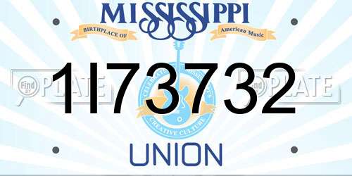1I73732 Mississippi License Plate