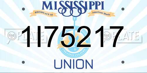 1I75217 Mississippi License Plate