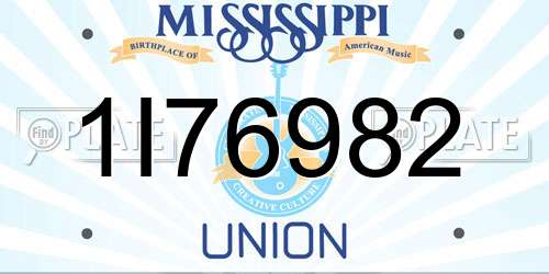 1I76982 Mississippi License Plate