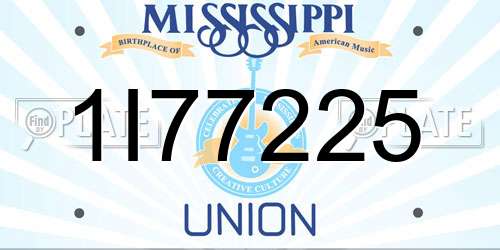 1I77225 Mississippi License Plate