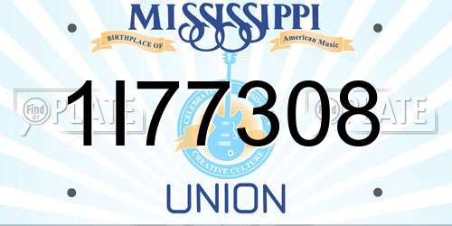 1I77308 Mississippi License Plate