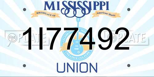 1I77492 Mississippi License Plate