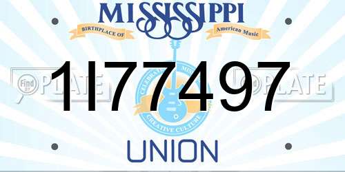 1I77497 Mississippi License Plate