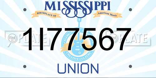 1I77567 Mississippi License Plate