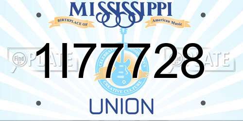 1I77728 Mississippi License Plate