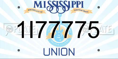 1I77775 Mississippi License Plate