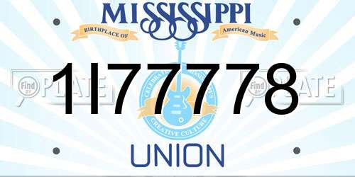 1I77778 Mississippi License Plate