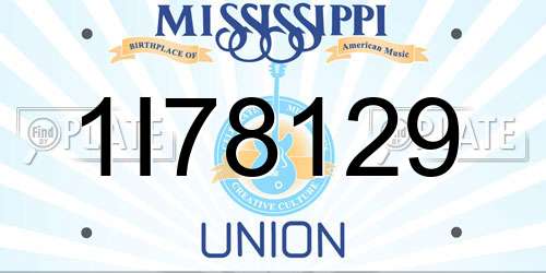 1I78129 Mississippi License Plate
