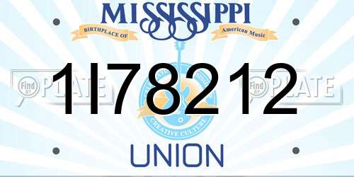 1I78212 Mississippi License Plate