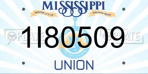 1I80509 Mississippi License Plate