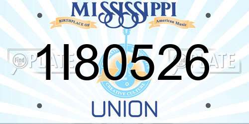 1I80526 Mississippi License Plate