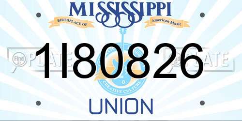 1I80826 Mississippi License Plate