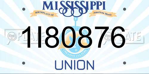 1I80876 Mississippi License Plate