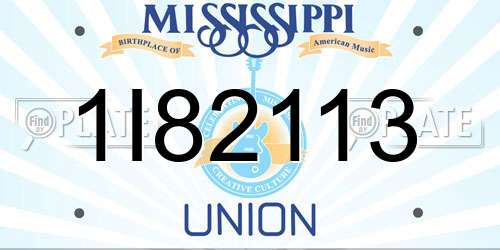 1I82113 Mississippi License Plate