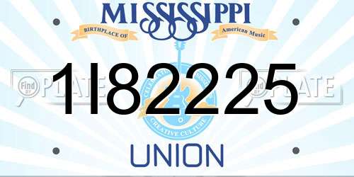 1I82225 Mississippi License Plate