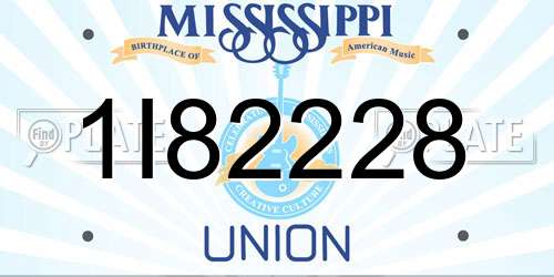 1I82228 Mississippi License Plate