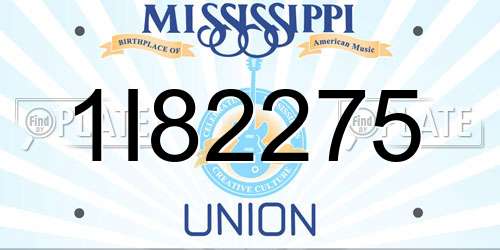 1I82275 Mississippi License Plate
