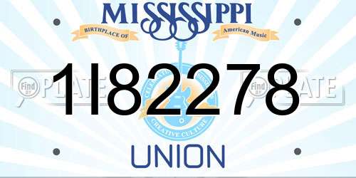 1I82278 Mississippi License Plate