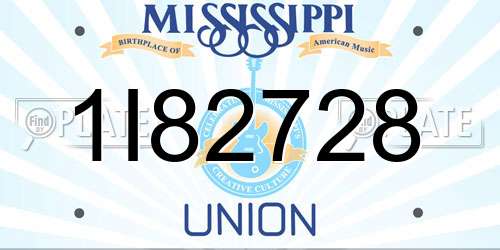 1I82728 Mississippi License Plate