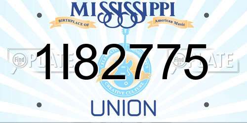 1I82775 Mississippi License Plate