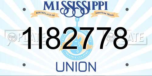 1I82778 Mississippi License Plate