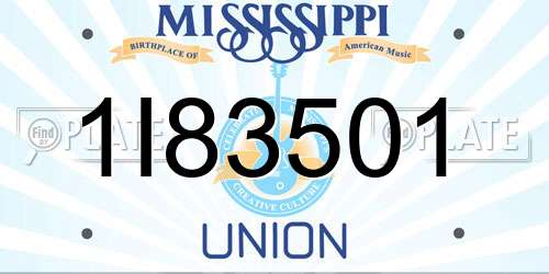 1I83501 Mississippi License Plate