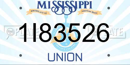 1I83526 Mississippi License Plate