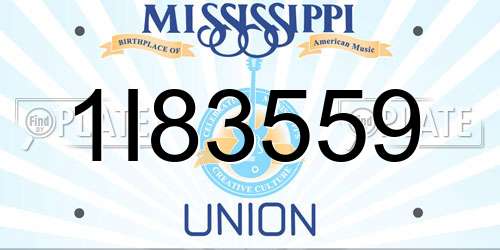 1I83559 Mississippi License Plate