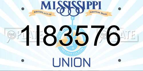 1I83576 Mississippi License Plate