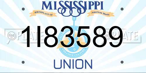 1I83589 Mississippi License Plate