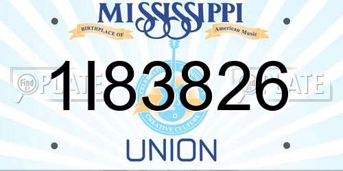 1I83826 Mississippi License Plate