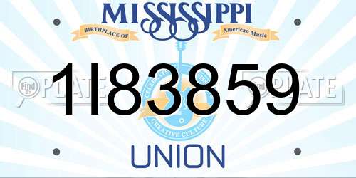 1I83859 Mississippi License Plate