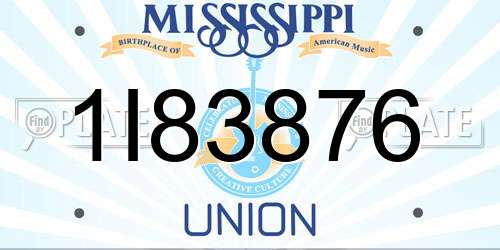 1I83876 Mississippi License Plate