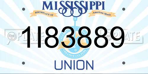 1I83889 Mississippi License Plate