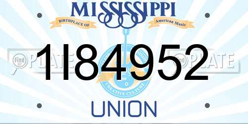 1I84952 Mississippi License Plate