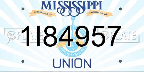 1I84957 Mississippi License Plate