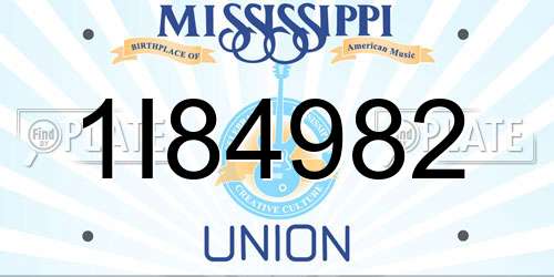 1I84982 Mississippi License Plate