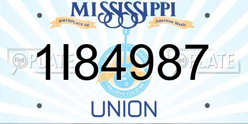 1I84987 Mississippi License Plate