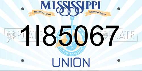 1I85067 Mississippi License Plate