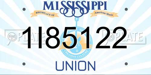 1I85122 Mississippi License Plate