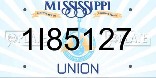 1I85127 Mississippi License Plate