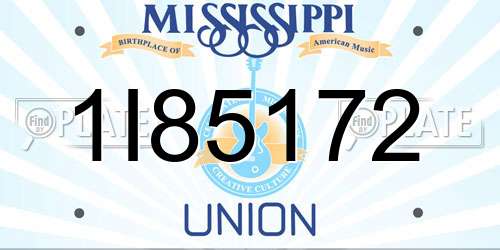 1I85172 Mississippi License Plate