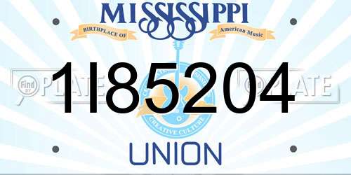 1I85204 Mississippi License Plate