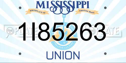 1I85263 Mississippi License Plate