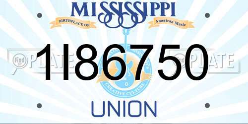 1I86750 Mississippi License Plate