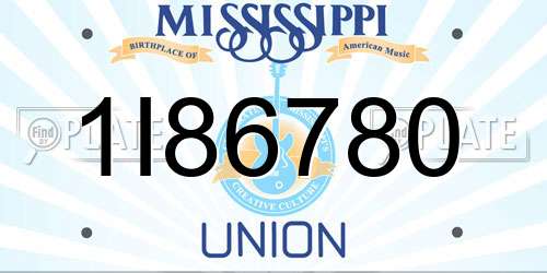 1I86780 Mississippi License Plate