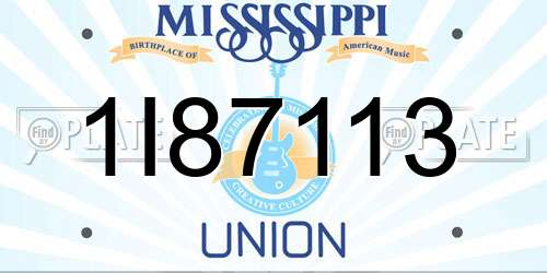 1I87113 Mississippi License Plate
